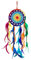 Saraswati Handgerfertigter Traumfänger Dreamcatcher mit gehäkeltem Netz, bunt 16x50cm