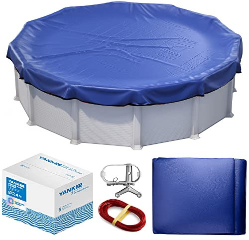 Yankee Copertura Piscina Rotonda per 690–730 cm | Diametro Telo Ø 850 cm | Blu | Telo Protettivo Invernale ed Estivo | Copertura PE 200 g/m² Rinforzata | Resistente ai Raggi UV e Strappi