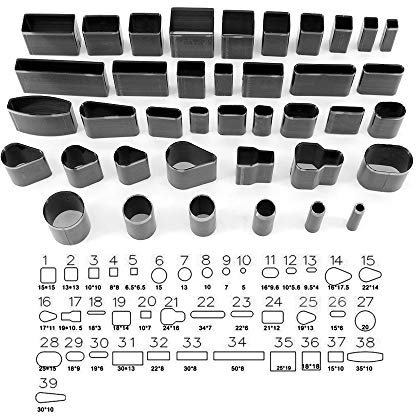Yuhtech 39 Pcs Outils de Coupe Cuir à la Main en Forme Trou Creux Punch en Métal, Kit Poinçon à Main Découpeur DIY