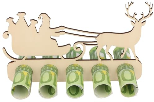 Spruchreif | Geldgeschenk zu Weihnachten | Originelles Holzgeschenk mit Weihnachtsschlitten-Aufsteller | Perfekte weihnachtliche Geldgeschenke aus Holz