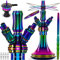 DILAW® Shisha Komplettset Smart to go 38cm Edelstahl Wasserpfeife Mini Hookah mit 4 Anschlüssen & 4x Glas-Adapter inkl. Bowl, Kaminkopf-Set mit Steinkopf & Aufsatz, Carbon-Schlauch, Mundstück, Zange