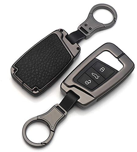 Ontto Coque de Clé de Voiture Compatible avec Skoda Superb A7 Kodiaq VW Magotan Passat B8 MK2 Jetta - Protection en Alliage pour Télécommande avec Porte-clés - Noir C