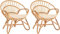 2er Set Korbsessel mediterran Lounge Rattansessel Natur Rattan Korbstuhl mit Armlehnen Wintergarten (Tropic)