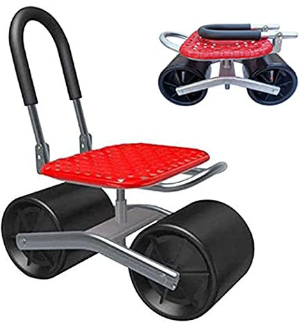 YAOYAOO Tabouret de Jardin avec roulettes, Siège de Jardin Mobile à Dossier Amovible avec Roues, Tabouret de Jardinage Siege 360° Rotation pour Le Travail de Squat, Charge : 190kg