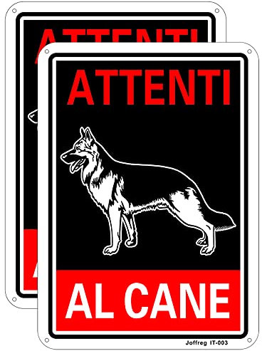 Joffreg Cartello Attenti al Cane Pastore Tedesco in Alluminio,18 x 25 cm,Facile da installare,per Uso Interno o Esterno,Resistente UV,Resistente alle intemperie,2 pz
