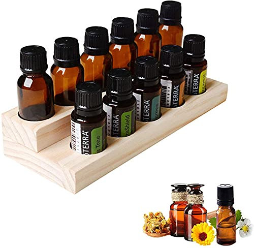 MKNZOME Ätherisches Öl Display Ständer, 11 Löcher Aromatherapie Öle Hölzern Tragen Gestell Halter Organisator Multifunktions Geschenk für Nagellack, Duftöle, Ätherische Öle, Stain und Lippenstift