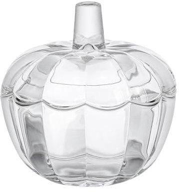 123Arts Sucrier en verre cristal en forme de citrouille avec couvercle