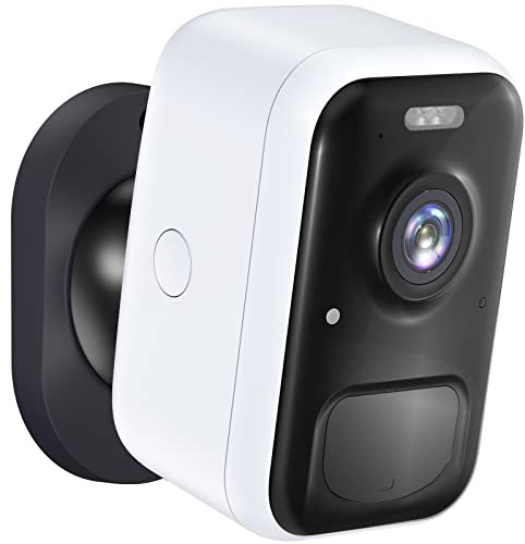 MPW 4MP Telecamera WiFi Interno/Esterno Batteria 9600mAh Senza Fili, Telecamera di Sicurezza Con 2 Staffa,Rilevamento del Movimento, Audio Bidirezionale, Visione Notturna, Compatibile Con SD/Cloud