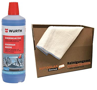 Würth- Waschanlagen-Zusatz Winter | Scheibenreiniger PLUS (10,99 €/l) inkl. Gefrierschutz bis max. -63 °C + 1 Microfasertuch Classic gratis