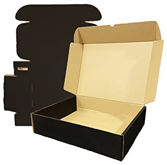 Youmar Solutions - Packung mit 25 Versandkartons (Größe M), Schwarz, zum Selbstmontieren, für Ecommerce und Postversand, klein, 25 x 18 x 8 cm