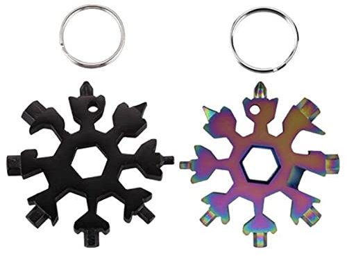 2 Pièces Outils Multifonctions Flocon de Neige 18 en 1 en Acier Inoxydable Outil Tout Puissant Portatif en Plein Air Camping Adventure Daily Gadget Utile