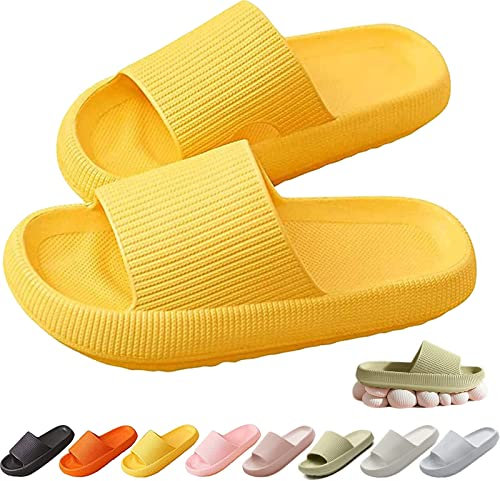 DAAMM Cozy Slides, Cosyslides Wolkenslipper Original, Dicke Sohle Super Weich Rutschfeste Schnell Trocknende Hausschuhe Im Offenen Zehenbereich (40/41, Gelb, numeric_40)
