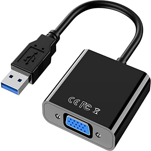 Aolirot Adaptateur USB 3.0 vers VGA, Convertisseur USB/2.0 vers VGA Full HD 1080P Connecteur de câble pour Carte Graphique Externe vidéo Multi-Moniteur pour Windows 10/8.1/8/7/XP