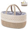 YEONHWA Organisateur de couches pour bébé, panier de rangement en corde tissée de coton, poignée portable avec grands compartiments à changer, beige crème