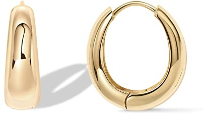 PAVOI Hoop Earrings for Women, 925 Silver, Yellow Gold, Size 19 Millimeters