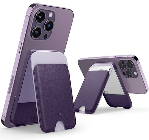 Caseology Nano Pop Magsafe Wallet Stand [Leistungsstarke Doppelstruktur] Rutschfester Kartenhalter aus Silikon und Magnet für iPhone 15 14 13 12, Nicht kompatibel mit 13/12 Mini – Lila
