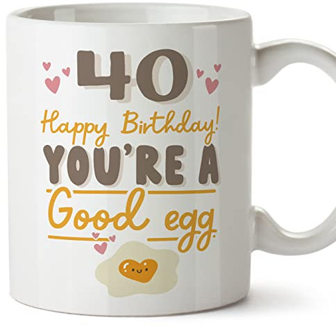 MUGFFINS 40 Birthday Mug - in English - Happy Birthday You're a Good Egg - Funny Anniversary Present - 11 oz
