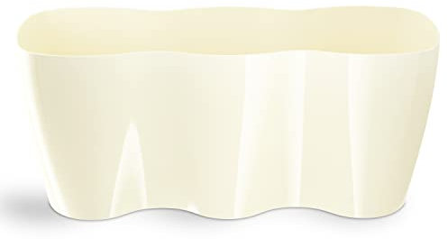 Tymar Dreifache Orchideentopf, Übertopf, Blumentopf, Kräutertopf, Pflanzentopf aus Kunststoff, Moderne, schlanke, Runde Form (Creme dreifache, 35 cm x 12 cm)