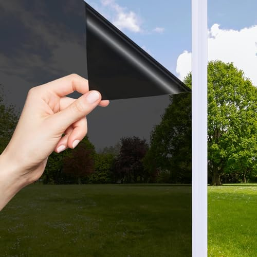 OFHome Fensterfolie Tönungsfolie Sonnenschutz Hitzeschutz, Schwarz 105x300