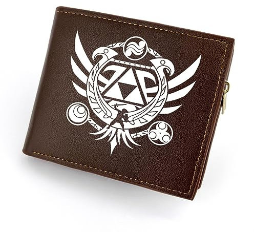 MayDee Portefeuille Z, Porte-Monnaie Z-lda en Cuir Marron avec Fermeture éclair Portefeuille Court Pliant pour Hommes Portefeuille pour Femmes(A)