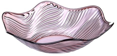 soulnioi Fruit Plate, Crystal Serving Bowl Platter, Clear Salad Bowl, Snack Dessert Plate, Flower Shape Wave Edged Plate, Wedding Candy Plate, Decorative Tray for Home Office - Purple