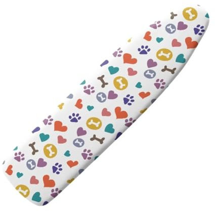 Jeiento Color Heart Ironing Board Cover 15x54 Cute Dog Paw Print＆Bone Heat Reflective Ironing Pad Cover Non-Slip Polyester Ironing Covers Hook and Loop Fasteners