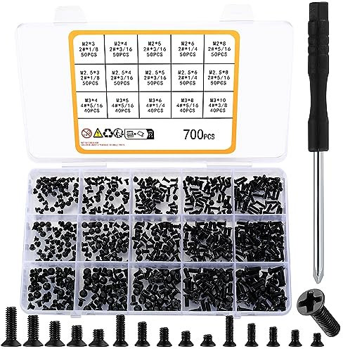 700 piezas de tornillos Phillips de cabeza avellanada, 2# 4# Kit surtido de tornillos de computadora para HDD SSD Disco duro PC Tornillos