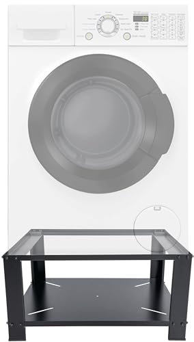 CLP Waschmaschinen-Untergestell Lunas I Stabiles Waschmaschinen-Regal Mit Bodenfach, Farbe:schwarz