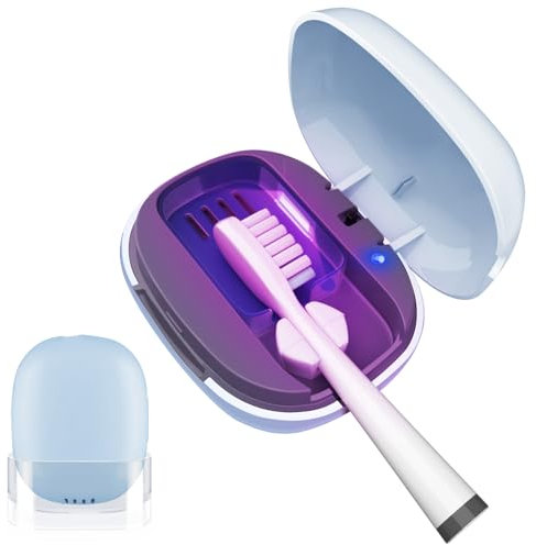UV-Zahnbürstenetui, San itizer und Halter mit Licht, Zahnbürstenabdeckungen mit Halter, wiederaufladbar, tragbar, Zahnbürstenbox-Ventilator (blau)