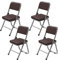 Lvhecforhm 4er Set Klappstuhl mit Rückenlehne, Esszimmerstühle, Küchenstuhl mit Stahlrahmen, Esszimmerstuhl Konferenzstuhl Klappbar, Klappstühle Braun Leder, Loungesessel, Modern Freien Klappstühle