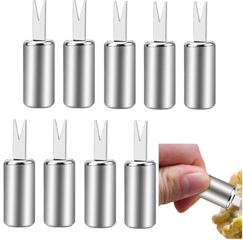 Amoyer 10 pièces Supports à maïs en Acier Inoxydable, Brochettes d'épis de maïs Porte-épis de maïs Fourchettes à Fruits pour la Cuisine à Domicile, Pique-Nique, Camping