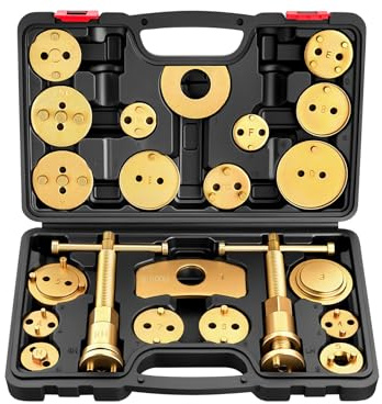 BILITOOLS Brake Caliper Compression Tool, 22-Piece Heavy Duty Disc Brake Caliper Piston Rewind Wind Back Tool with 18 Adapters