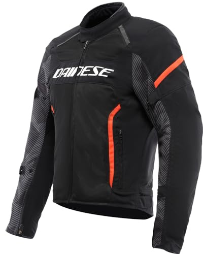 Dainese - Air Frame 3 Tex Jacket, Sommer-Motorradjacke mit herausnehmbarem, winddichtem Innenfutter, Mann, Schwarz/Schwarz/Rot-Fluo, 62