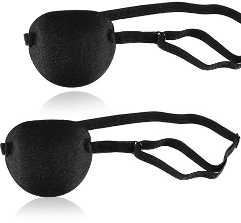 Tyqour 2 Stück Augenklappe Medizinisch, Verstellbare Augenklappe Pirat Eye Patches, 3D Medizinische Augenklappen Verstellbare Augenmaske Medical Eye Patch für Erwachsene Kinder Linke Oder Rechte Augen