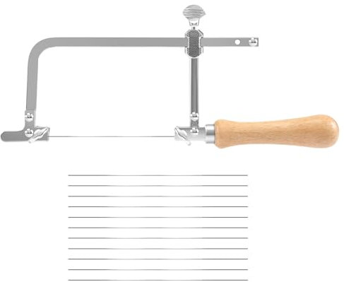 Tsudoku Coping Saw Steel Frame and 12 Pcs Diameter 1Mm Wire Saw, Accurate Cutting for Wood, Metal, Plastic, Etc.