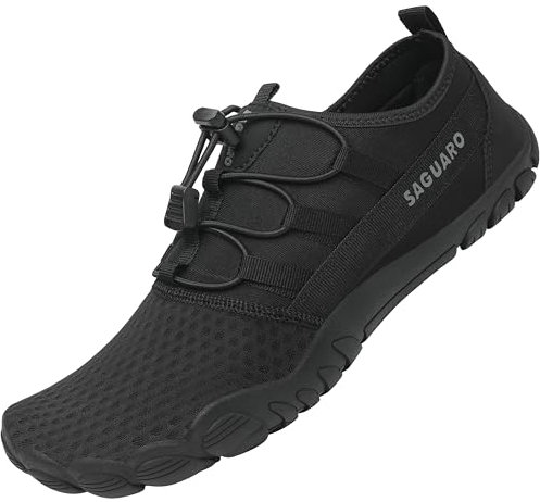 SAGUARO Unisex Strandschuhe Schnell Trocknend rutschfest Frauen Wasserschuhe Dicker Sohle Atmungsaktive Schwimmschuhe für Männer Water Shoes, Wasser Schwarz 44