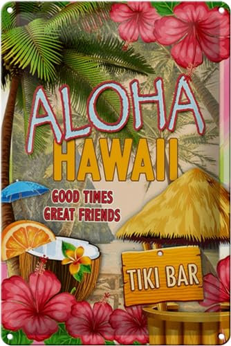 Schild Blech 20x30cm - Made in Germany - Hawaii Aloha Tiki Bar good times great Metall Deko Blechschild
