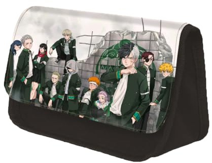 Zhongkaihua Windbreaker Federmäppchen mit Anime-Druck, großes Fassungsvermögen, doppellagig, kreatives Dreieck, Schreibwaren-Aufbewahrungstasche für Studenten, Typ14, 7.5*13*22cm