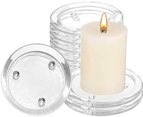 12 piezas de platos transparentes para velas, portavelas de cristal redondo, portavelas para cenar, boda, fiesta, centro de mesa, 3 pulgadas (12, 3 pulgadas)