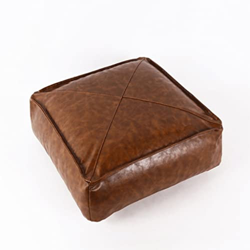 Ottoman Hocker Leder Pouf Cover Fußhocker Unstuffed Wohnzimmer Schlafzimmer Kissenbezüge/Rosso/Klein