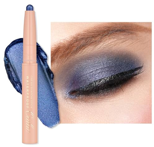 Oulac Lidschatten Marineblau Wasserdicht, Drehbarer Lidschatten-Stift Hält 24 Stunden+, Metallic Finish, Vegan 3.6g (20) Navy Velvet