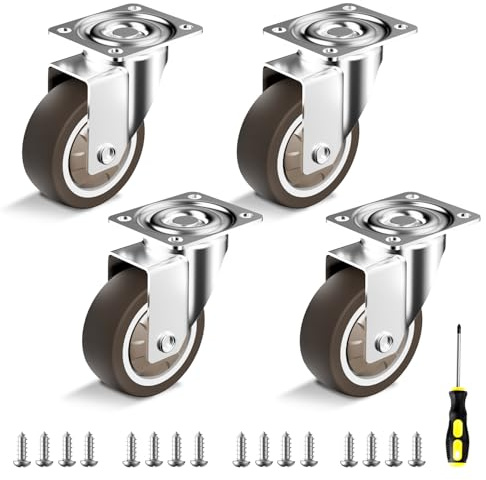 HOLKIE Caster Wheels 2 inch, Heavy Duty Furniture Casters Set of 4,Rubber Castors No Noise,Ball Bearing Swive Castor Wheels for Furniture Holding 270 LBS,Designed for Desk,TV Stand,Coffee Table