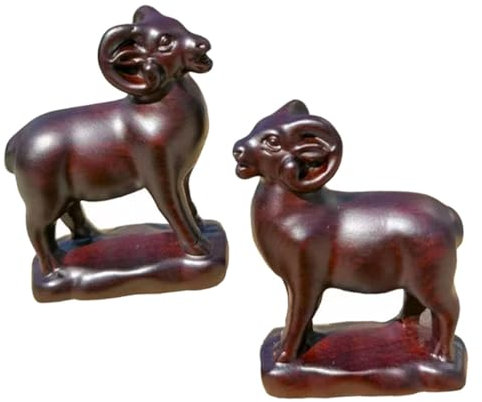 IWOWHERO 2stücke Teiliges Ziegen Figuren Holzskulptur Dekorative Tierfigur Für Wohn Arbeitszimmer Stilvolles Glattes Design Als Geschenk Und Büroornament