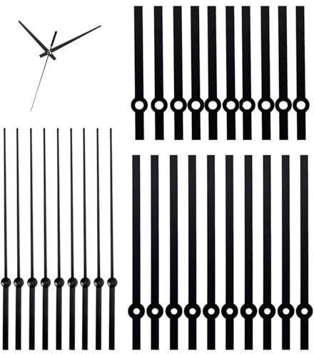 Bamyli 10 Sätze Uhrwerks Uhrzeiger Herrenuhren Austausch, Uhrwerk für Wanduhr, DIY Ersatzteile für Reparieren Uhr Bausatz aus Metall, Uhrenbausatz Basteluhr(Schwarz)