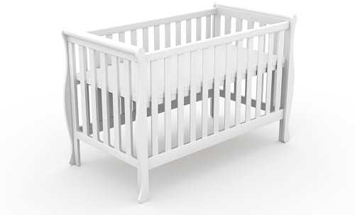 Cuna Gala 120x60 cm – Elegante Cuna Blanca con Barrera extraíble – Convertible en Cama de día, Fabricada en Madera de Pino y MDF