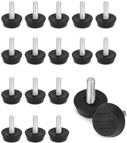 MOYWYCNO 30 Stück M6x20mm verstellbare Möbelfüße schwarz，Höhenverstellbare Schraubfüße für Küchenschränke, Waschmaschinen and Werkbänke, Stabile Nivellierfüße mit Rutschfester Gummikappe