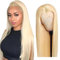 Creuost Echthaar Perücke 4x4 Transparente Spitze vorne Straight Lace Front Human Hair Wig Perücke Brazilian Virgin Hair No Tangle No Shedding For Women #613 Light Blonde 12 Inch