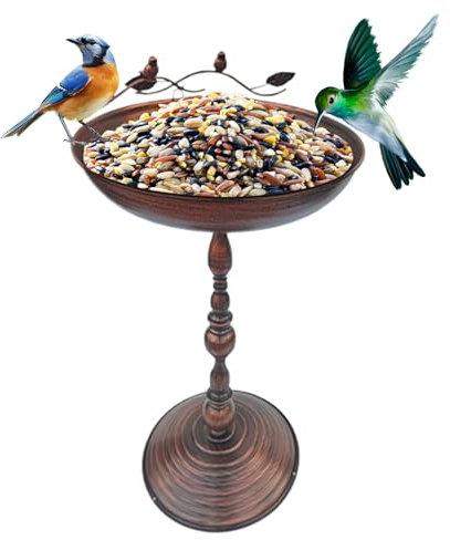 Fuente para Aves - Bebedero Exterior De Pie con Plato Integrado | Cuencos De Agua Decorativos De Hierro Fundido para Jardín, Terraza Y Balcón