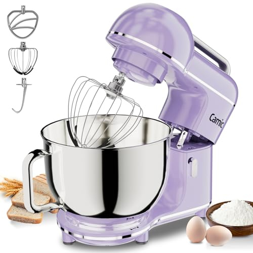 Camic Küchenmaschine - 2000W - 10 Geschwindigkeitsstufen mit Tragegriff, Edelstahl Rührschüssel (7L), Knetmaschine mit Rührhaken, Knethaken, Schlagbesen und Spritzschutz