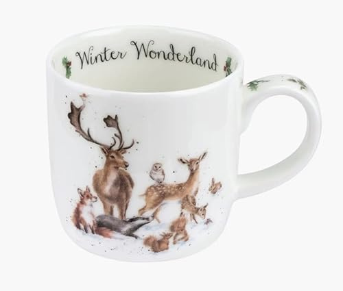 Royal Worcester Wrendale Deigns Stag Winter Wonderland 0.3 Litre Ceramic Christmas Mug